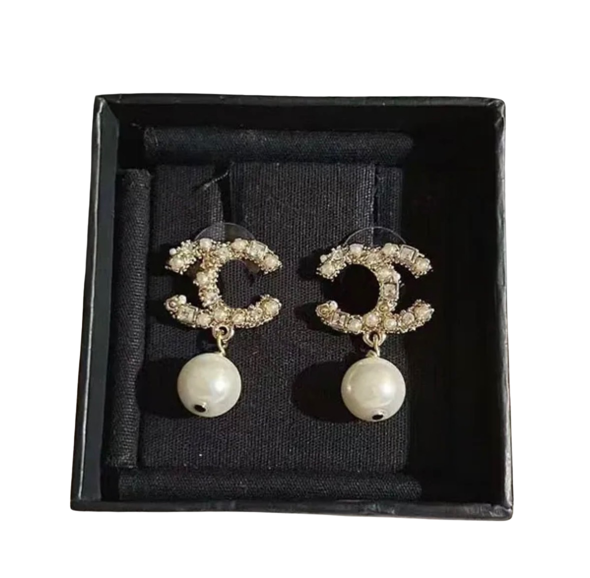 Gold-tone CC logo drop earrings