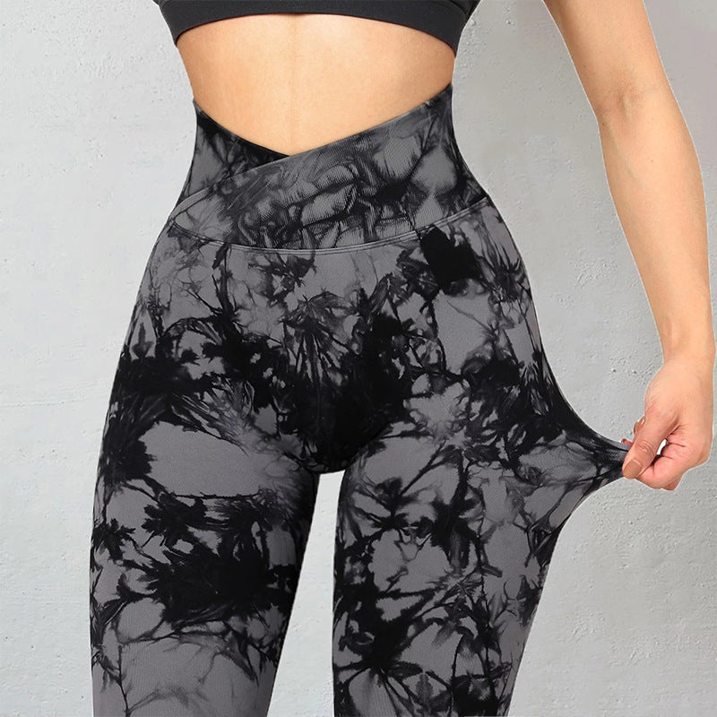 Seamless Tie Dye Yoga Leggings: Push-Up Performance