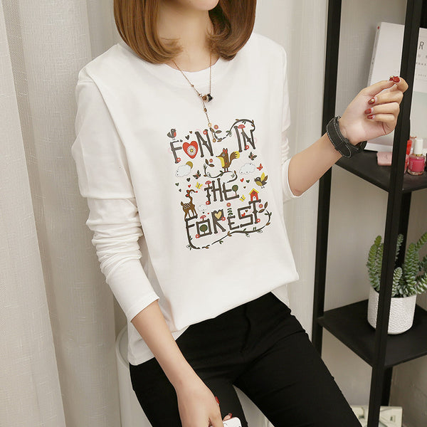 Vibrant Loose Fit Long-Sleeve T-shirt: Spring & Autumn Wear