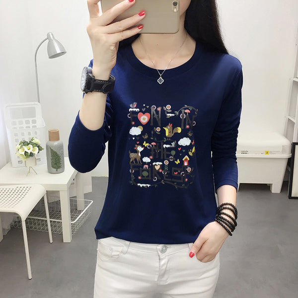 Vibrant Loose Fit Long-Sleeve T-shirt: Spring & Autumn Wear