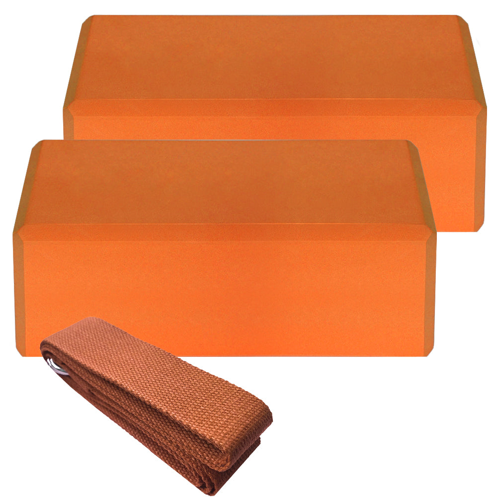 2pcs Yoga Blocks 1pcs Cotton Yoga Strap Stability Blocks Strap Set for Yoga Indoor Exercise