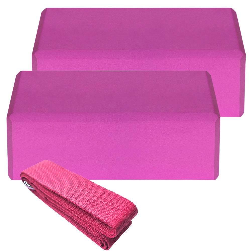 2pcs Yoga Blocks 1pcs Cotton Yoga Strap Stability Blocks Strap Set for Yoga Indoor Exercise