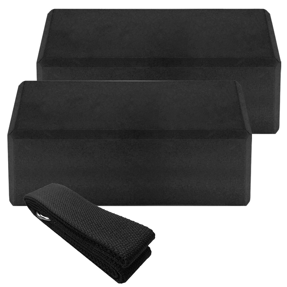 2pcs Yoga Blocks 1pcs Cotton Yoga Strap Stability Blocks Strap Set for Yoga Indoor Exercise