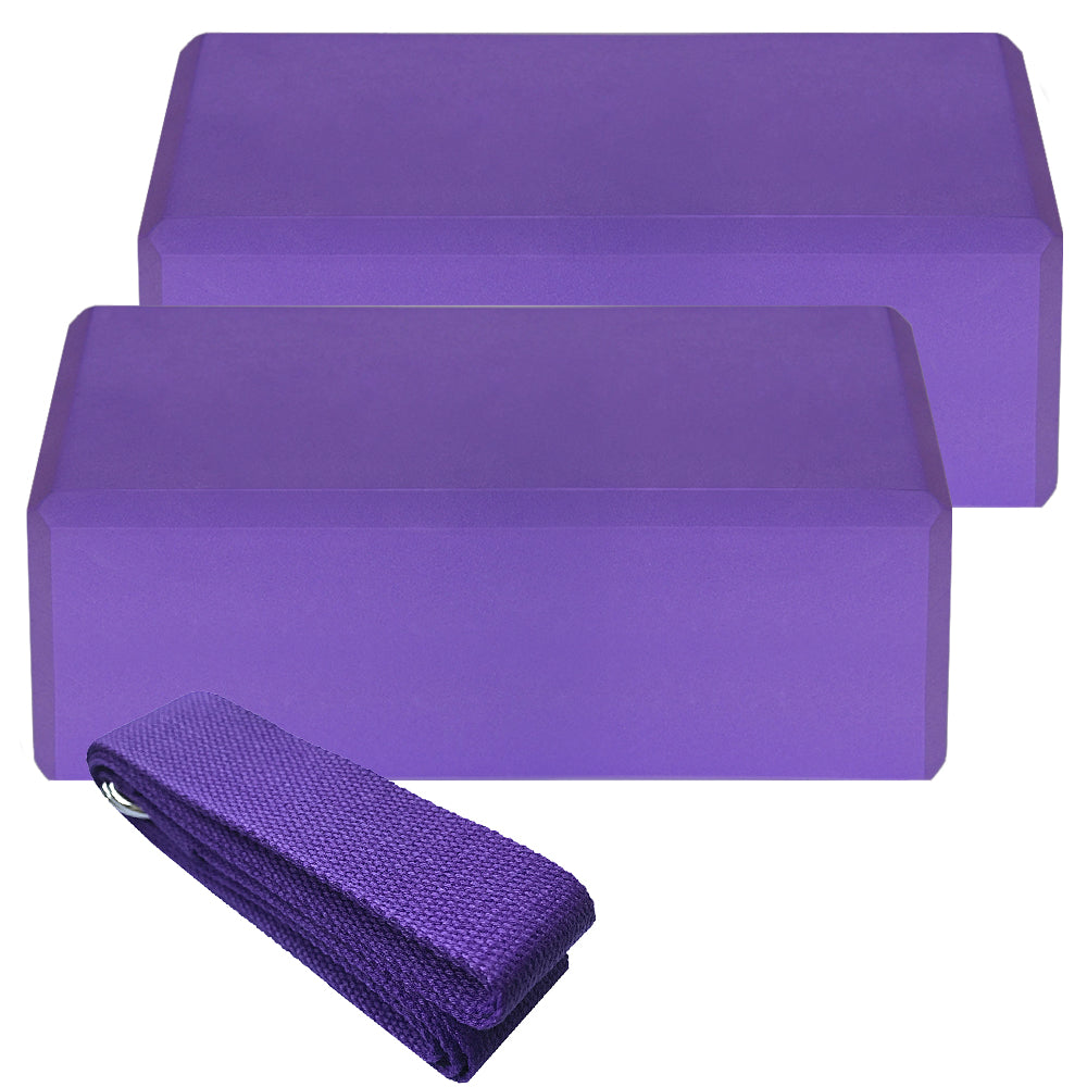 2pcs Yoga Blocks 1pcs Cotton Yoga Strap Stability Blocks Strap Set for Yoga Indoor Exercise