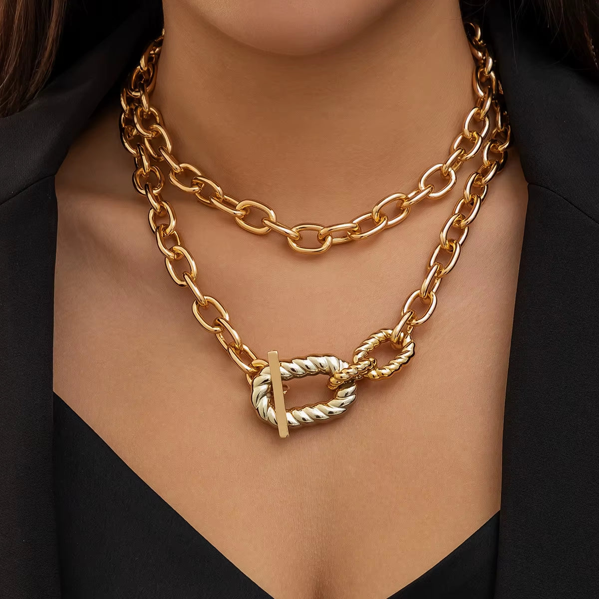 Chunky statement chain choker necklace product photo 9