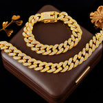 Cuban Link Rhinestone Jewelry: Necklaces, Bracelets & Sets