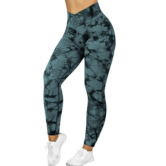 Seamless Tie Dye Yoga Leggings: Push-Up Performance