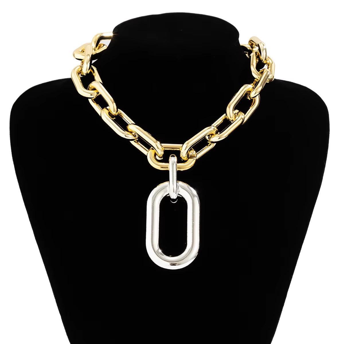 Chunky statement chain choker necklace product photo 7