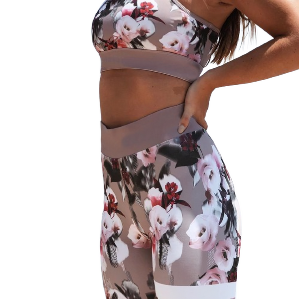 Flower dance printed yoga hip-lifting high-waist leggings set