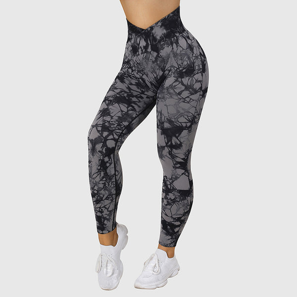 Seamless Tie Dye Yoga Leggings: Push-Up Performance