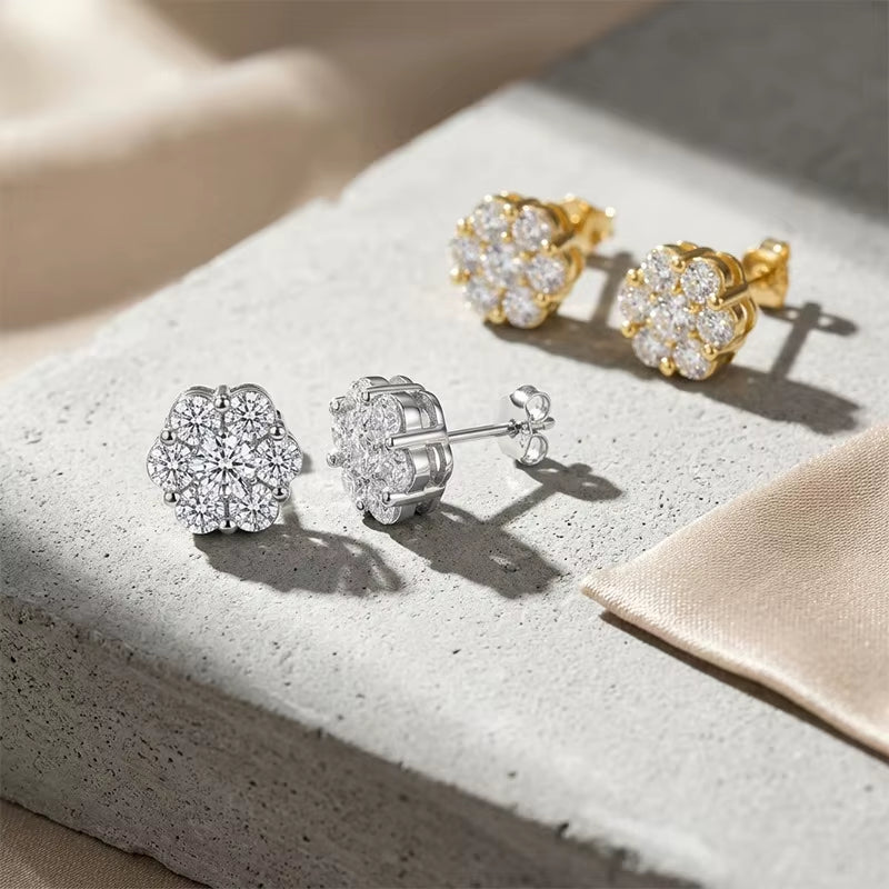 Floral moissanite stud earrings product photo 5