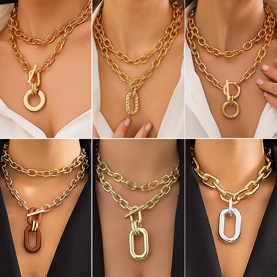 Chunky statement chain choker necklace product photo 2