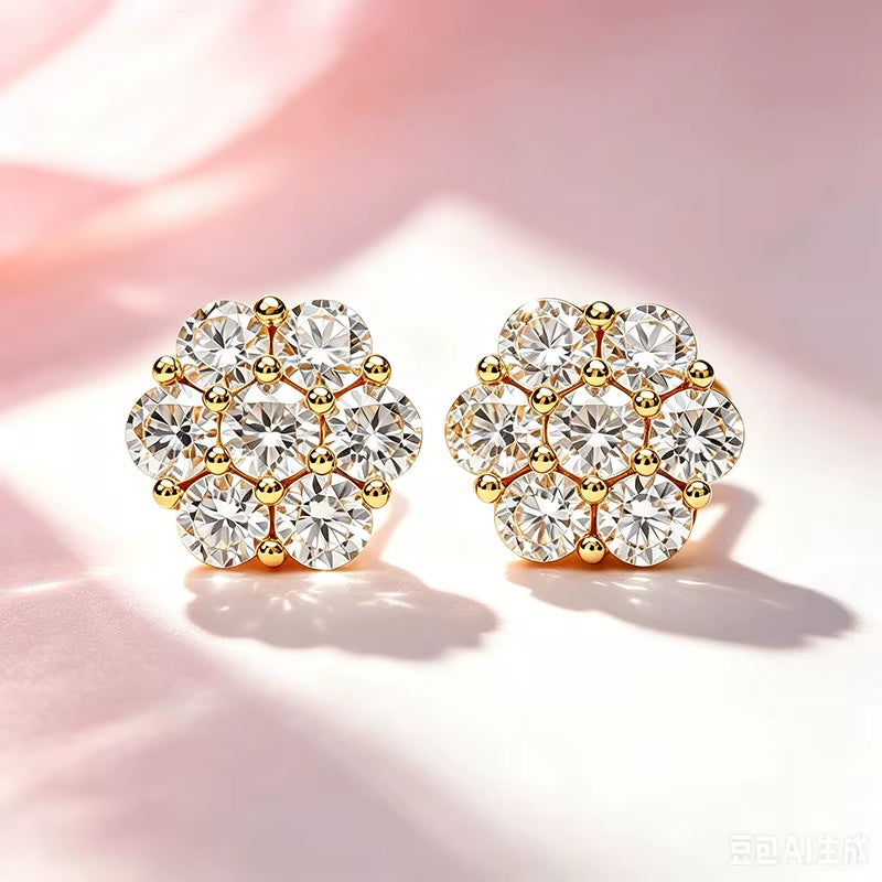 Floral moissanite stud earrings product photo 7