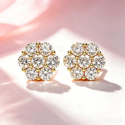 Floral moissanite stud earrings product photo 7