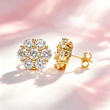 Floral moissanite stud earrings product photo 4
