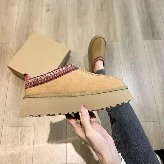 2025 New Women'S Fur Slippers Dress Thick-Soled Shoes Short Plush Comfortable Women'S Cotton Shoes Designer Winter Snow Boots