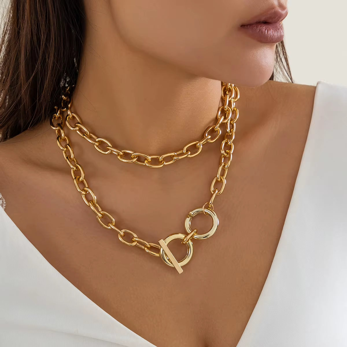 Chunky statement chain choker necklace product photo 10