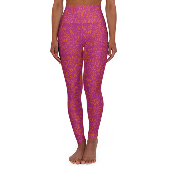 High Waisted Floral Deco Yoga Leggings