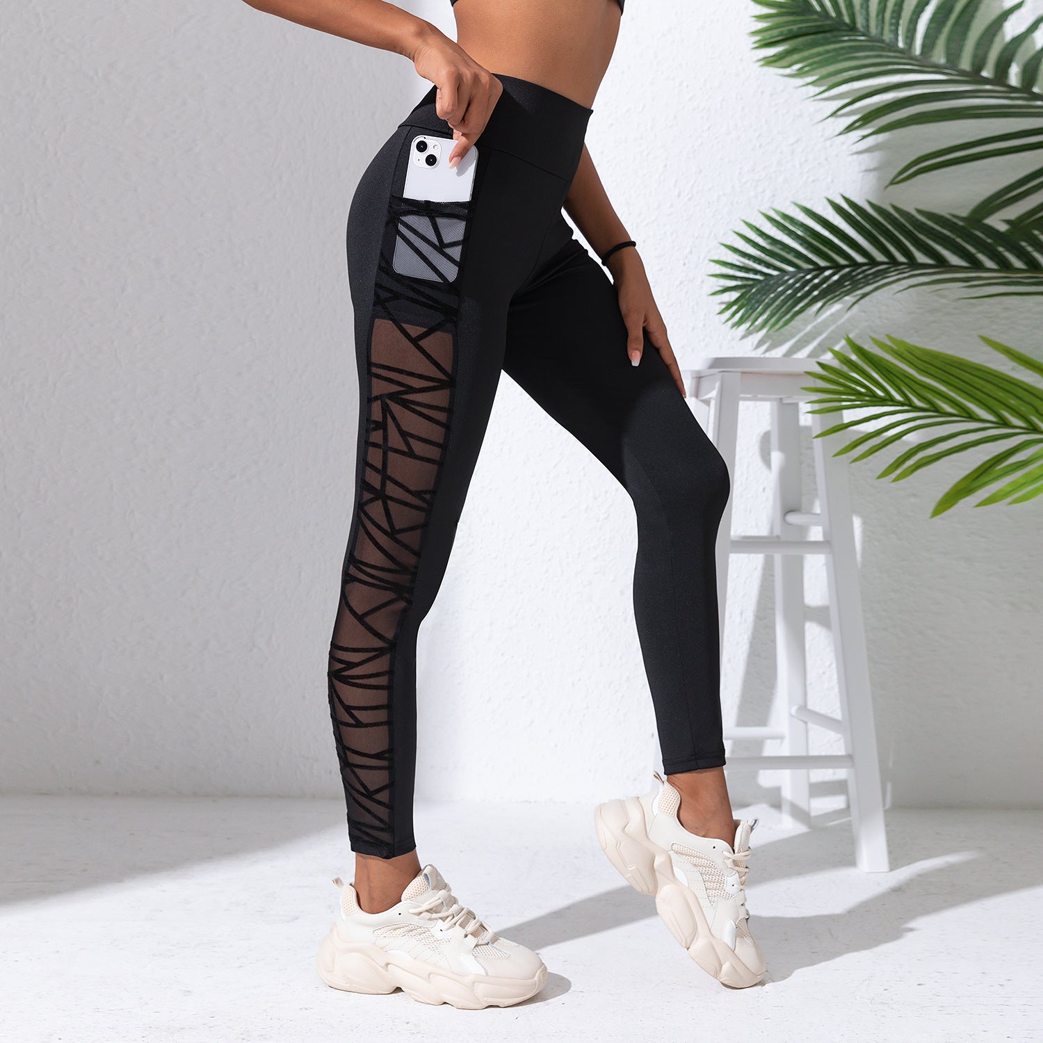 Plus Size Mesh Yoga Pants: Hip-Lift & Belly Shaping