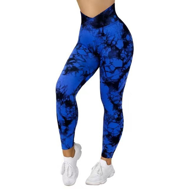 Seamless Tie Dye Yoga Leggings: Push-Up Performance