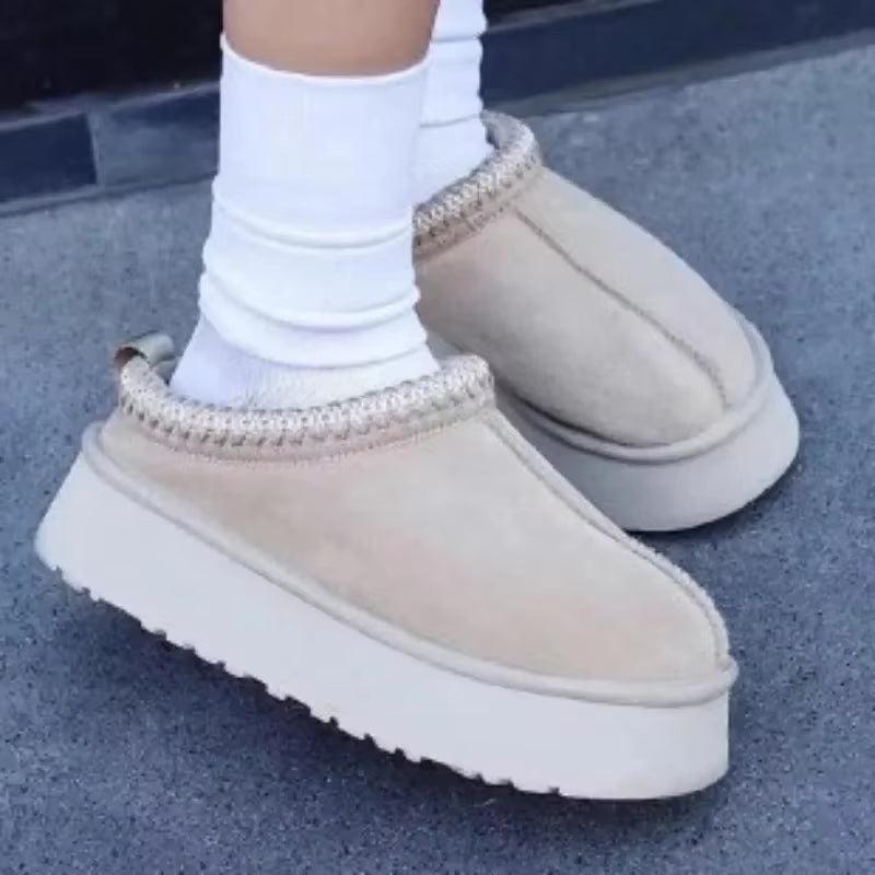 2025 New Women'S Fur Slippers Dress Thick-Soled Shoes Short Plush Comfortable Women'S Cotton Shoes Designer Winter Snow Boots