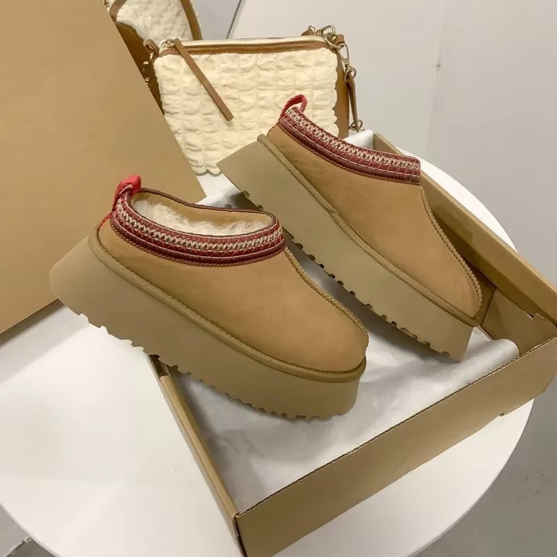 2025 New Women'S Fur Slippers Dress Thick-Soled Shoes Short Plush Comfortable Women'S Cotton Shoes Designer Winter Snow Boots