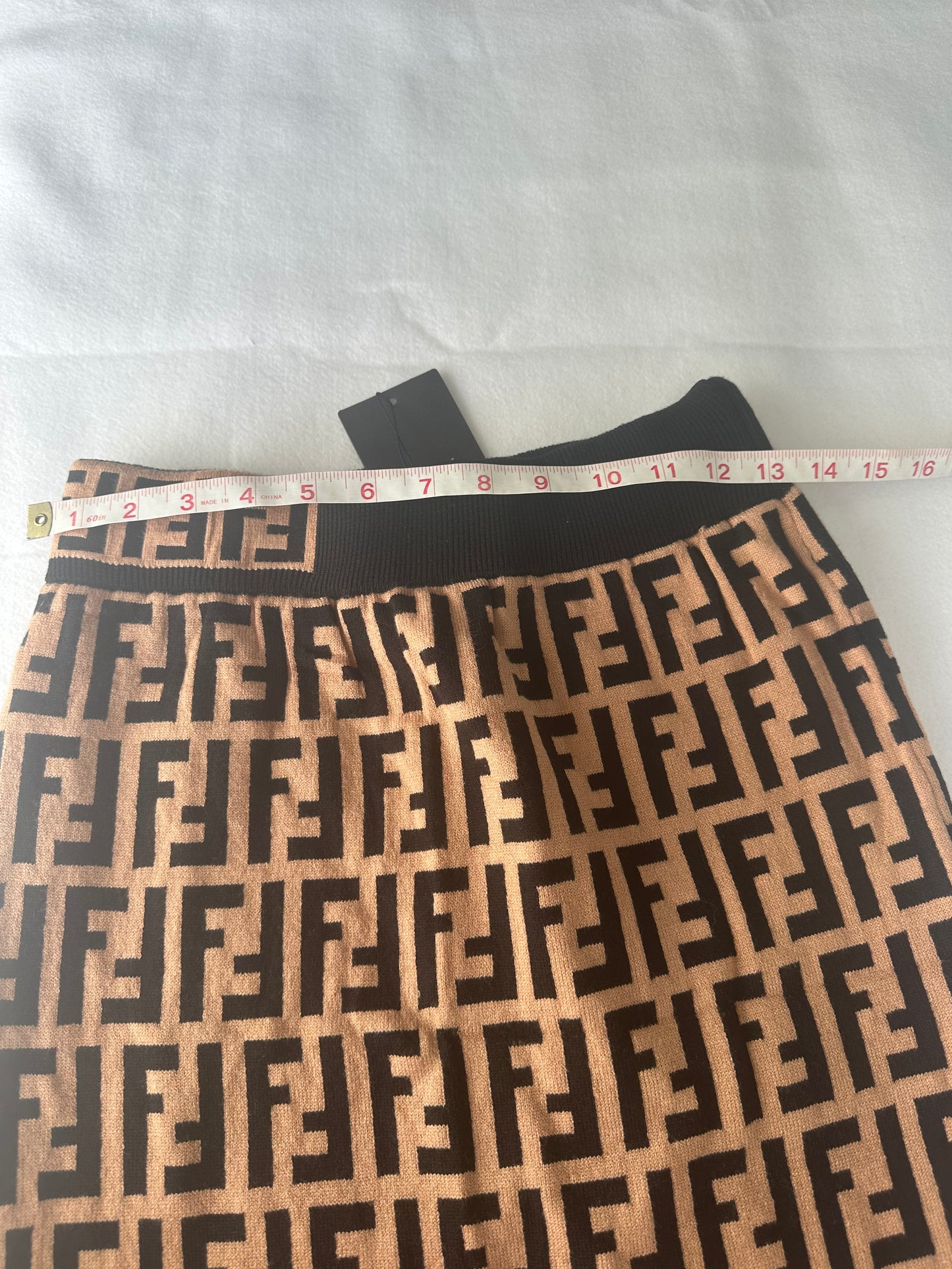 Fendi FF Logo Knit Pencil Skirt – Brown & Black