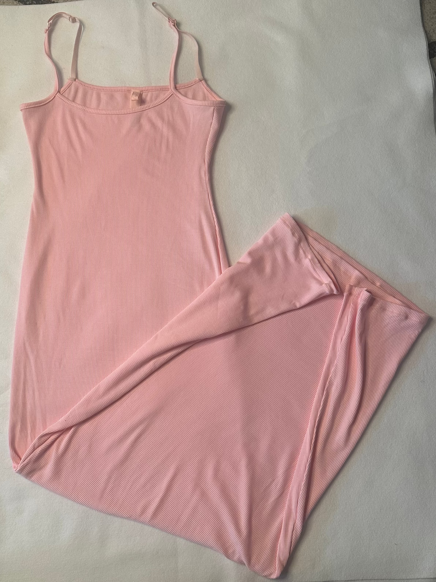 SKIMS Soft Ribbed Maxi Slip Dress – Blush Pink