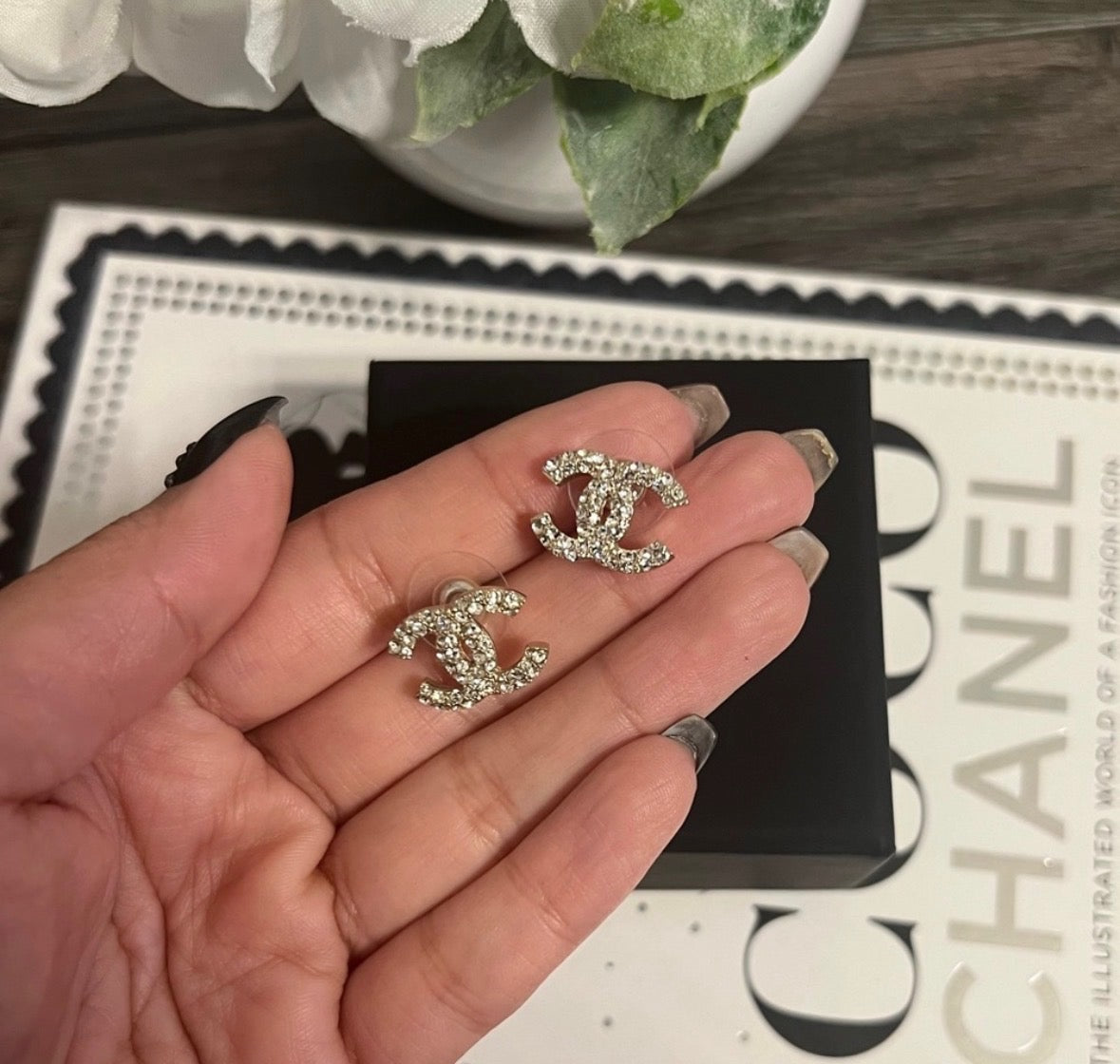 CC Stud Silver Earrings