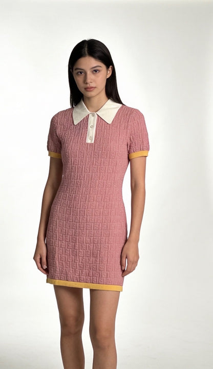 Pink FF Cotton and Silk Dress