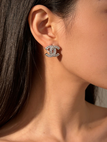 CC Stud Silver Earrings