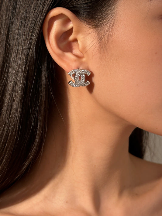 CC Stud Silver Earrings