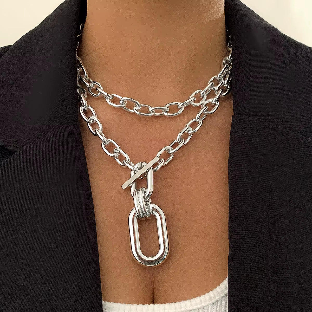 Chunky statement chain choker necklace product photo 11