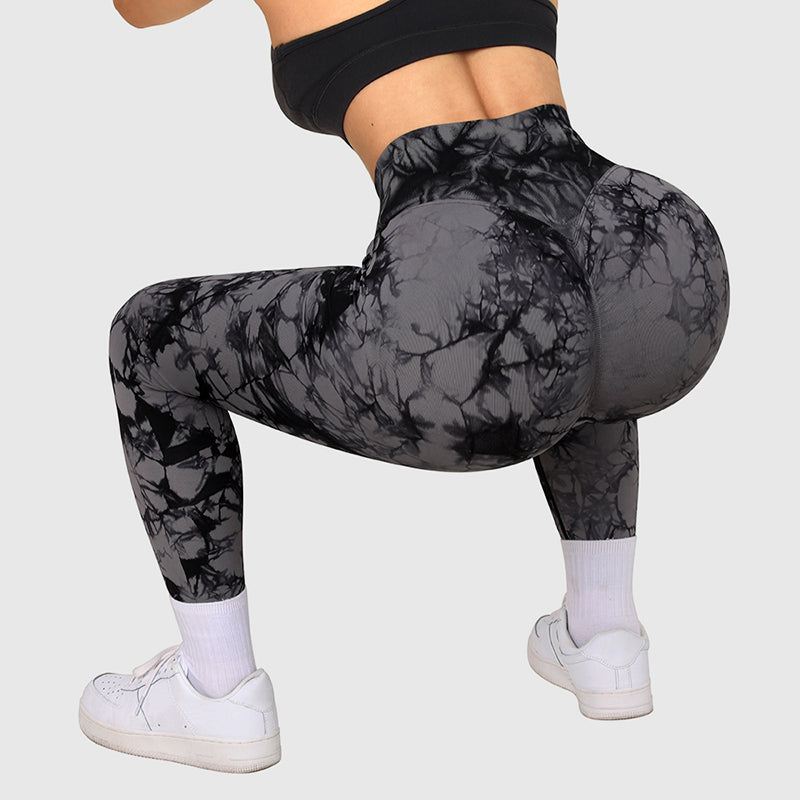 Seamless Tie Dye Yoga Leggings: Push-Up Performance
