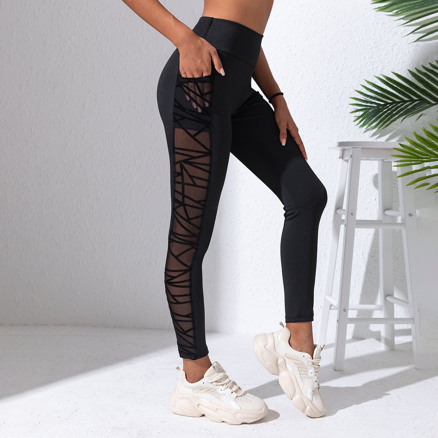 Plus Size Mesh Yoga Pants: Hip-Lift & Belly Shaping