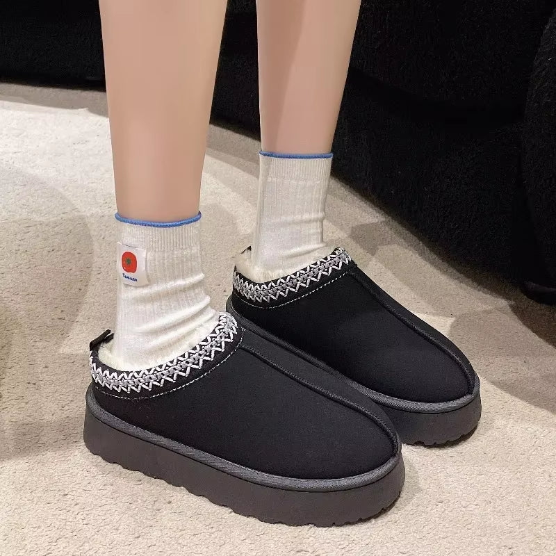 2025 New Women'S Fur Slippers Dress Thick-Soled Shoes Short Plush Comfortable Women'S Cotton Shoes Designer Winter Snow Boots